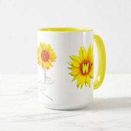 Solros Kaffemugg för henne (namn monogramcitat)
