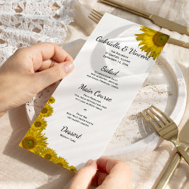 Solros Kant Bröllop Menu Meny