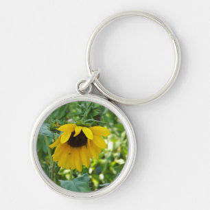 Solros Keychain Rund Silverfärgad Nyckelring