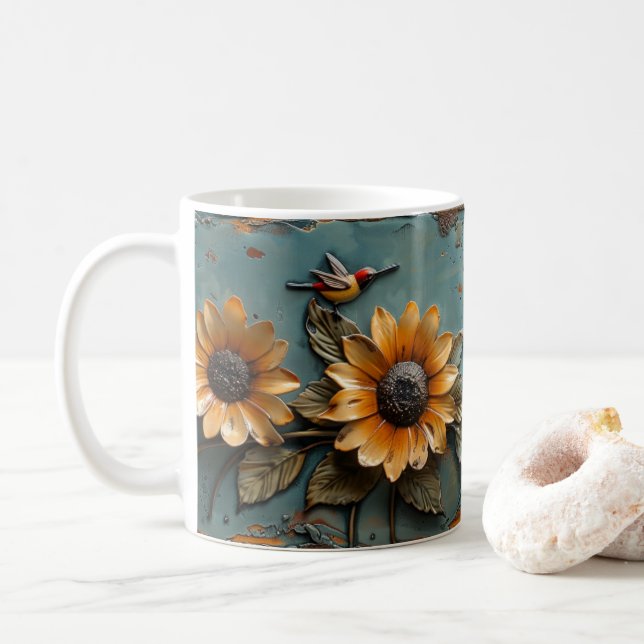 Solros Kolibri Nyckelpiga Kaffe Mugg   (Med munk)