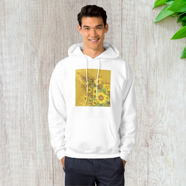Solros konst i grunge-stil, djärv, rustik, gul blo hoodie (Skapare uppladdad)