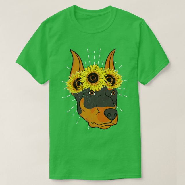 Solros Krona Hund älskare Pet Doberman Pinscher T Shirt (Design framsida)
