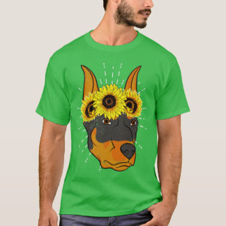 Solros Krona Hund älskare Pet Doberman Pinscher T Shirt