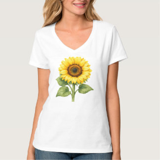 Solros Kvinnors V-ringad T-shirt