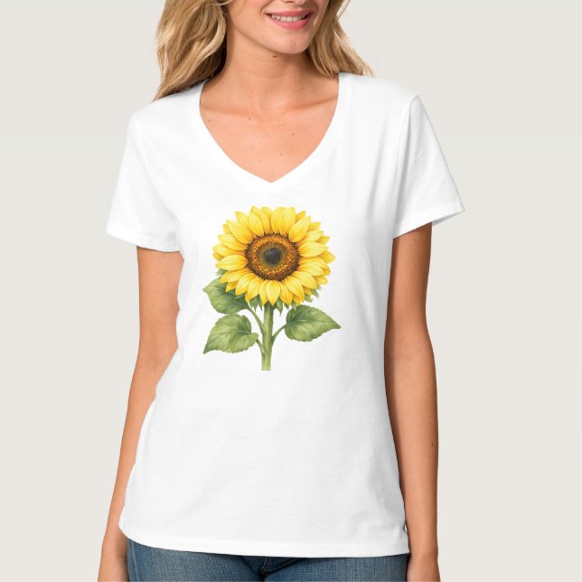 Solros Kvinnors V-ringad T-shirt (Framsida)