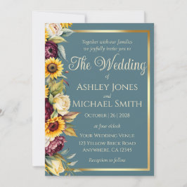 Solros Land Elegance Bröllop Inbjudningar