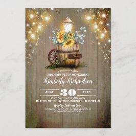 Solros Lantern Rustic Blommigt Fall Birthday Inbjudningar
