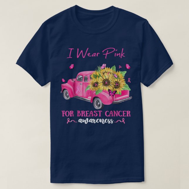 Solros Lastbil I Bära Rosa för bröstcancer T Shirt (Design framsida)