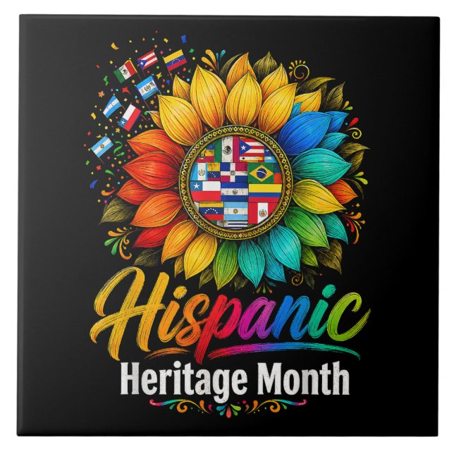 Solros Latinländer Hispanic Heritage Month Kakelplatta (Framsidan)