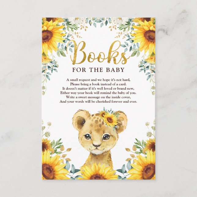 Solros Lejona Unge Baby Shower Bokar för Baby Tilläggskort (Framsida)
