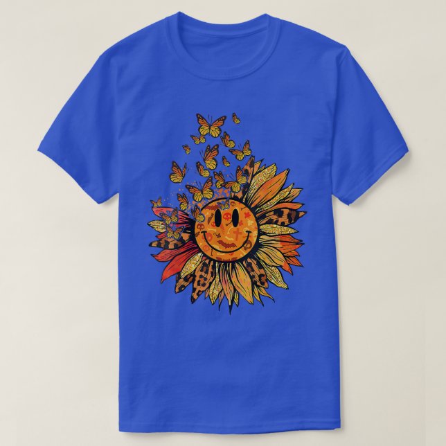 Solros Leopard Butterfly Autumn Fall Retro Groo T Shirt (Design framsida)