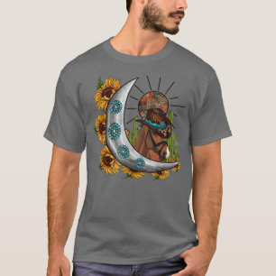 Solros Leopard Cowboy Hat Horse Boho Måne Weste T Shirt