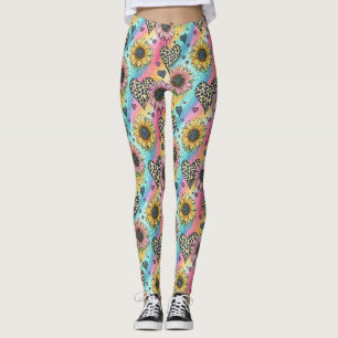 Solros & Leopard Hjärta Regnbåge Leggings