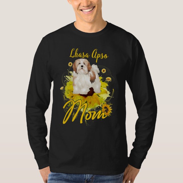 Solros Lhasa Apso Mamma Hund Mor T Shirt (Framsida)