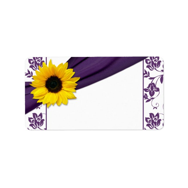 Solros Lila Bröllop Blank Adressetiketter (Framsidan)
