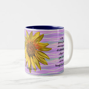 Solros Lila Rand Faith Peace Coffee Mugg Kopp