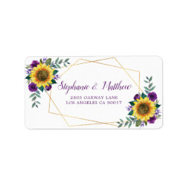 Solros Lila Ro Geometric Guld Adress Adressetikett