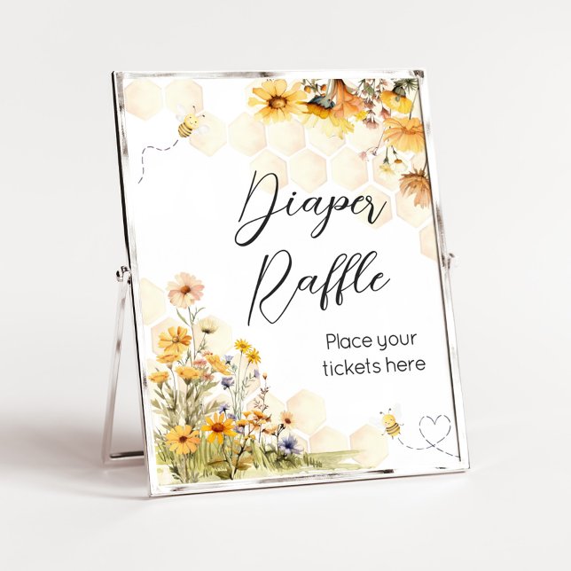 Solros Little Baby Shower Diaper Raffle Poster (Sunflower Little Honey Baby Shower Diaper Raffle Sign)
