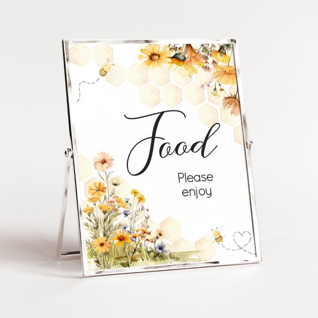 Solros Little Baby Shower Food Poster (Sunflower Little Honey Baby Shower Food Sign)