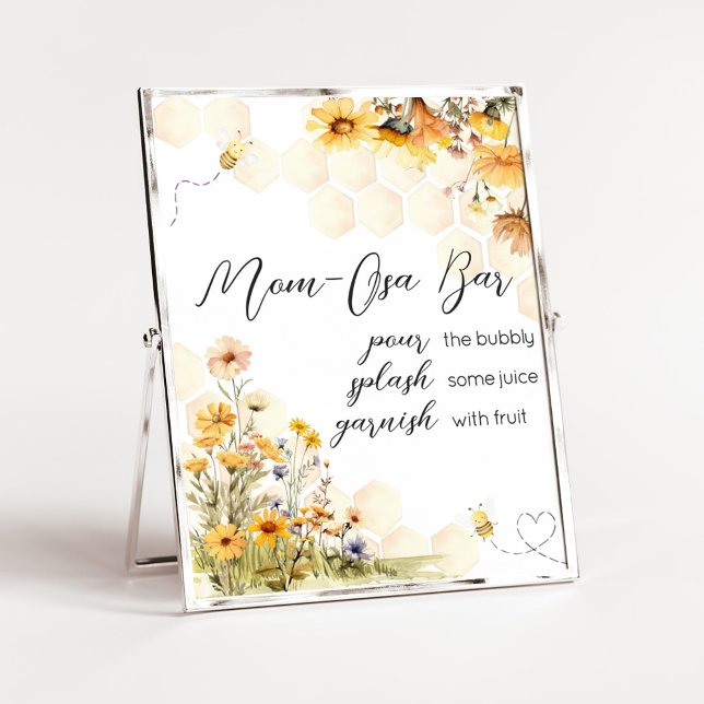 Solros Little Baby Shower Mamma Osa Pub Poster (Sunflower Little Honey Baby Shower Mom Osa Bar Sign)