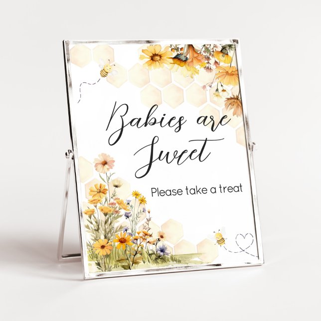 Solros Little Honung Spädbarn är Sweet Poster (Sunflower Little Honey Baby Shower Babies are Sweet Sign)