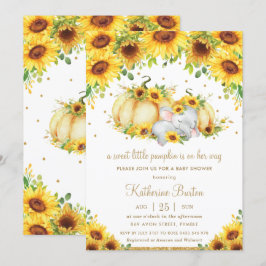 Solros Little Pumpkin Elephant Baby Shower Girl Inbjudningar