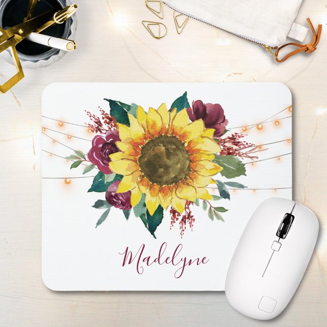 Solros Ljus Blommigt Monogram Musmatta (Skapare uppladdad)