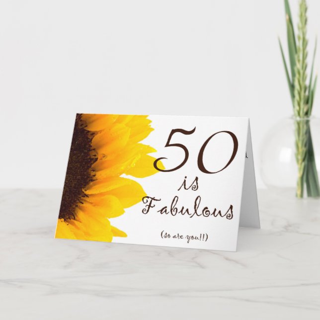 Solros Lycklig 50:e födelsedagen Kort (Framsida)