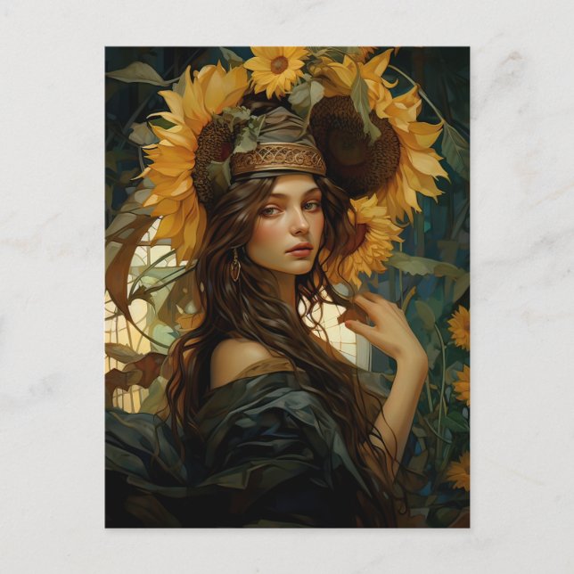 Solros Maiden Deluxe Stil Vykort (Framsida)