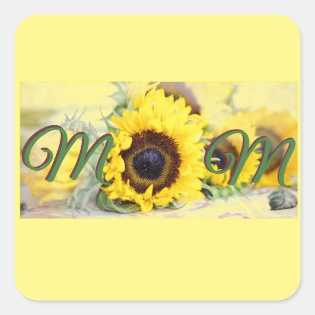 Solros Mamma Fyrkantigt Klistermärke (Framsida)