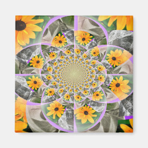 Solros Mandala Fyrkantig Magnet