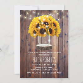 Solros Mason Burk Barn Wood Rustic Möhippa Inbjudningar