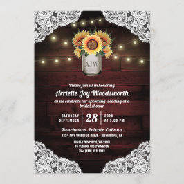 Solros Mason Burk Wood Inbjudningskort för möhippa