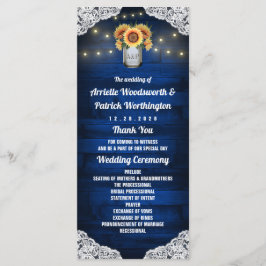 Solros Mason Kruka Trä Spets Bröllopsprogram Program