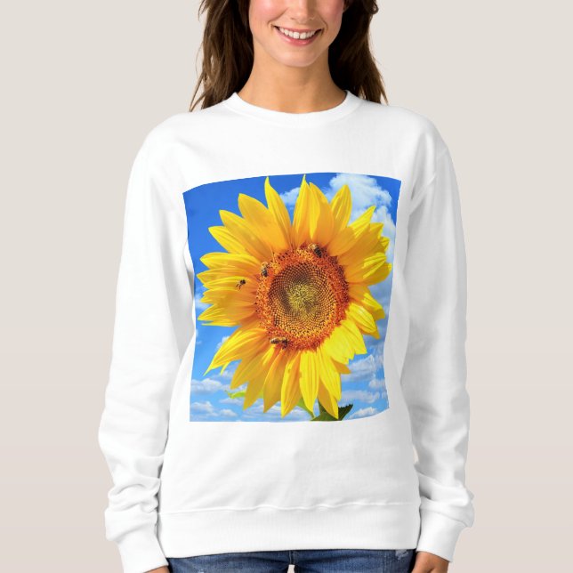 Solros med Bees Sweatshirt T Shirt (Framsida)