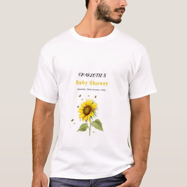 Solros med Butterflies Baby Shower Family T Shirt (Framsida)