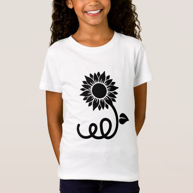 Solros med Curly Stem T Shirt (Framsida)
