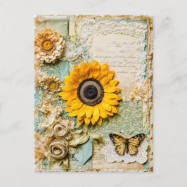 Solros med fjäril helg vykort