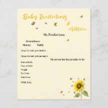 Solros med fjärilar Baby Shower Spel Flyer