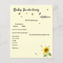 Solros med fjärilar Baby Shower Spel Flyer