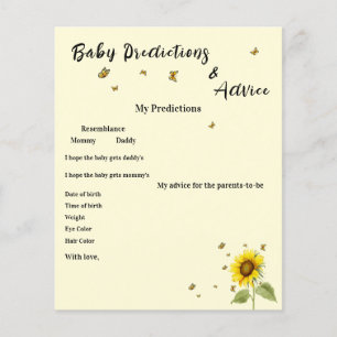 Solros med fjärilar Baby Shower Spel Flyer