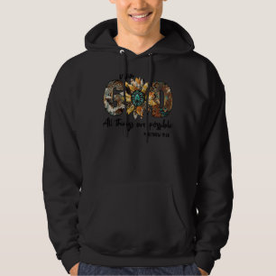 Solros med Gud all Sak möjlig kristen R Hoodie
