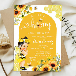 Solros Mexican Girl Honungsbee Baby Shower Inbjudningar