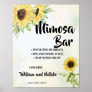 Solros Mimosa Bar Bröllopsdusch Bröllopsskylt Poster