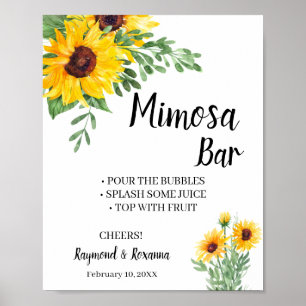 Solros Mimosa Bar Bröllopsfest Tecken Poster