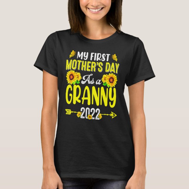 Solros Min första Mors dag som Granny Mor T Shirt (Framsida)