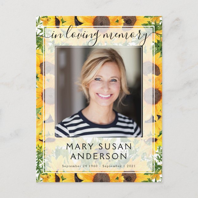 Solros minnesbild för älskad vykort (Framsida)