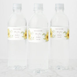 Solros Möhippa Par Bröllop Vattenflaska Etikett