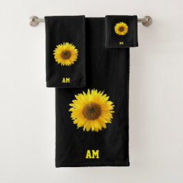 Solros & Monogram på Svart