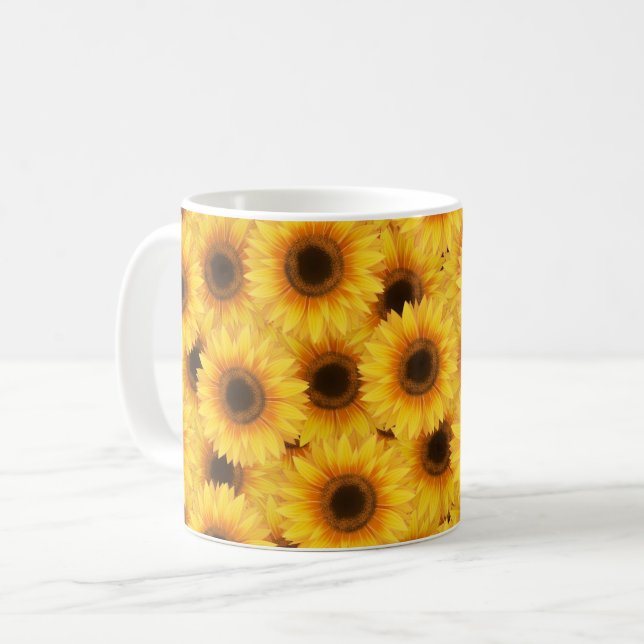 Solros mönster, gult skönhet, kaffemugg (Framsida vänster)